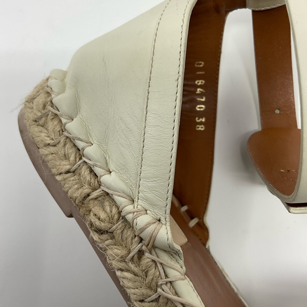 Valentino Cream Leather Floral Embroidered Ankle Strap Espadrille Flats - Picture 7 of 13